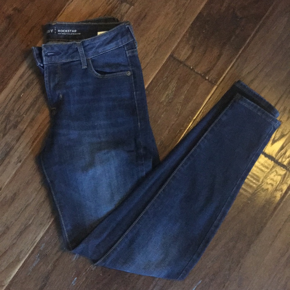 Old Navy, dark wash, mid rise jeans